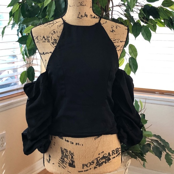 Trendy Black Satin Top - Picture 6 of 10